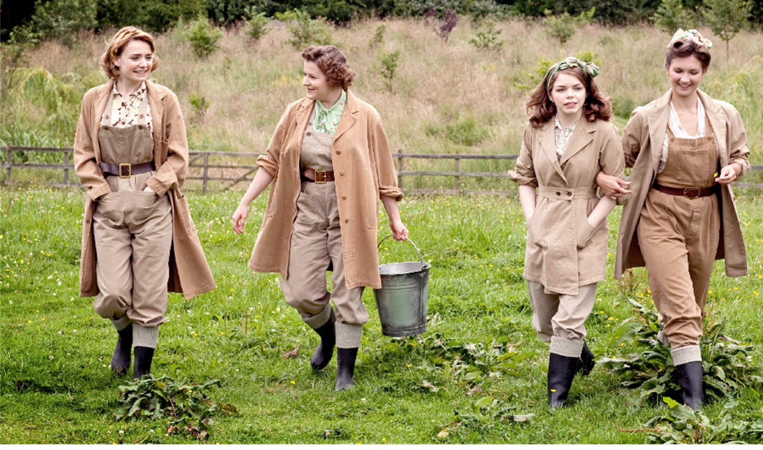 Land Girls character walking in field