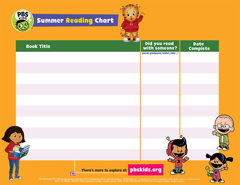 PBS Kids Reading Chart