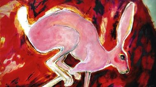 Painting of pink jackrabbit