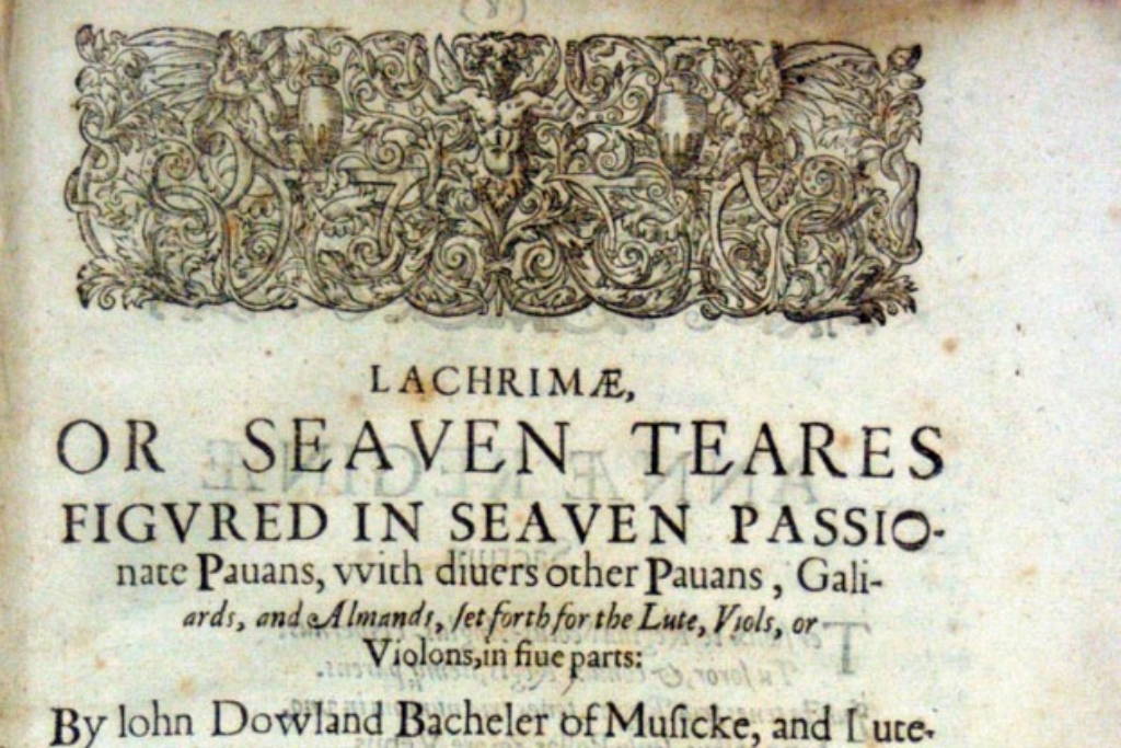 Title page to a concert by Les Voix called Lachrimae.