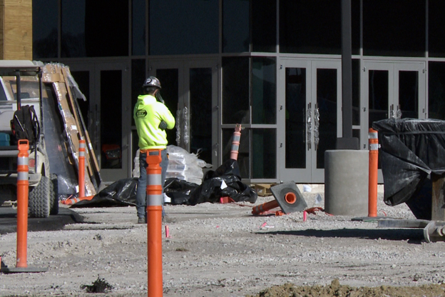 Casino entrance under construction.