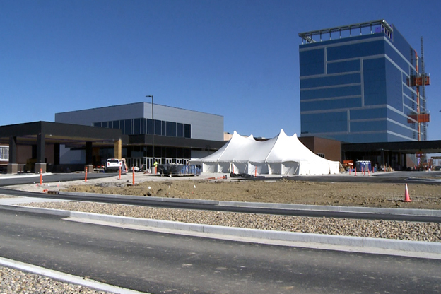 Casino entrance under construction.