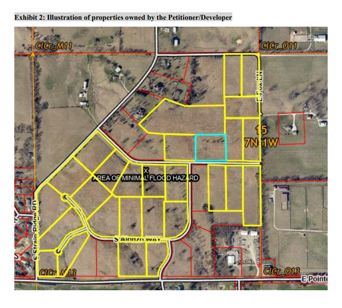 Graphic displaying the Freeman Fields subdivision area project.
