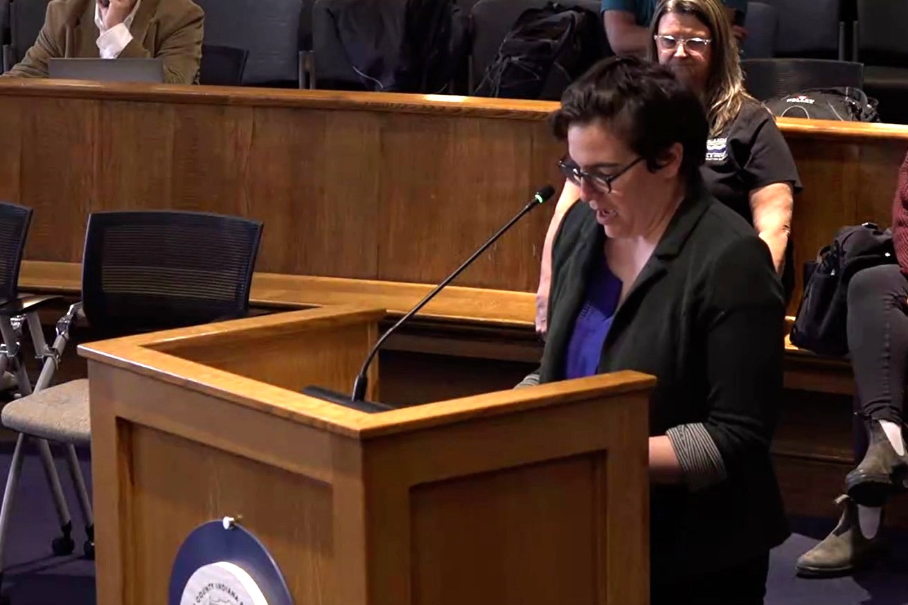 Vote Center Study Committee Chair Ilana Stonebraker addresses the county council.