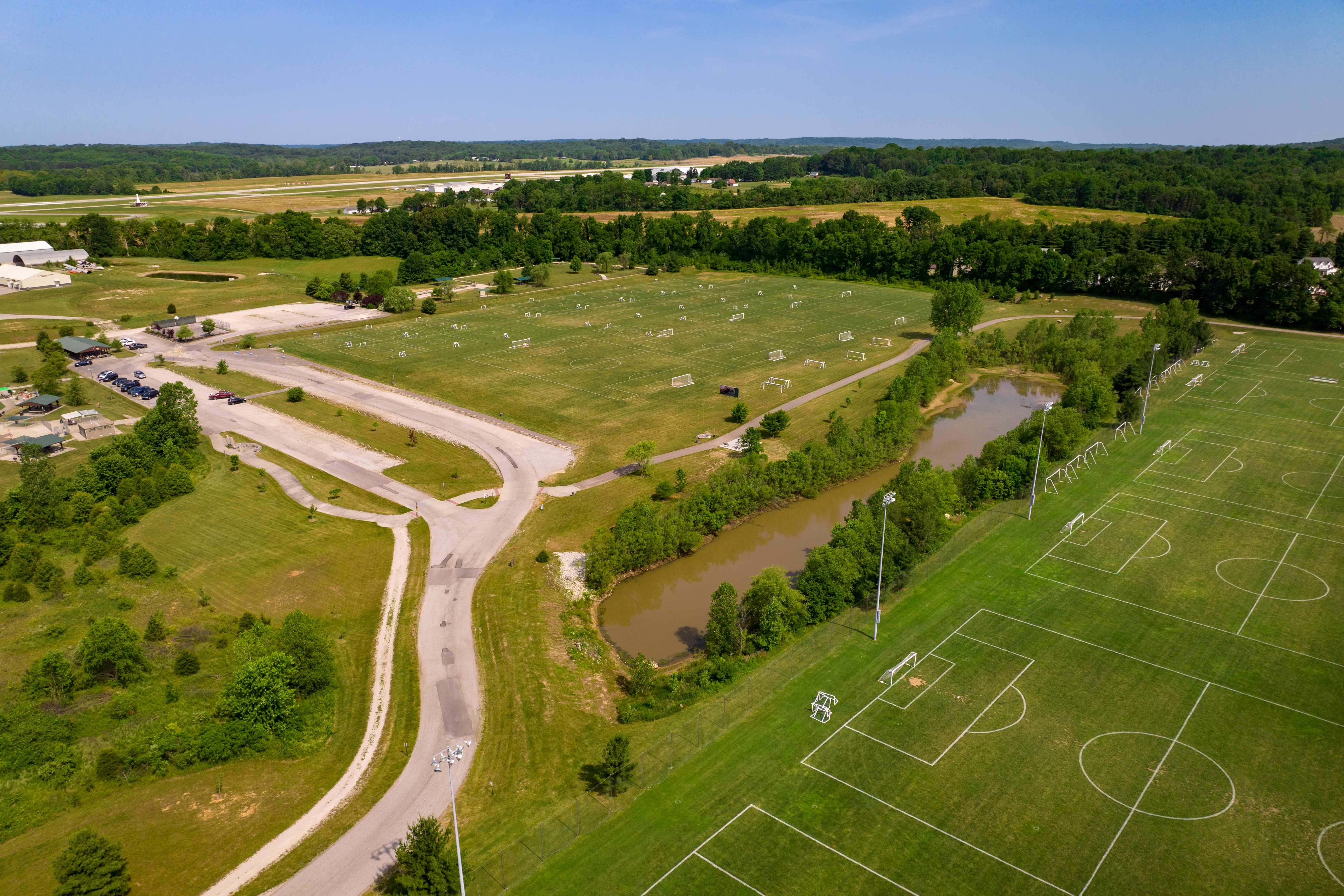 Sky level picture showing Karst fields 9-12 (left of pond).