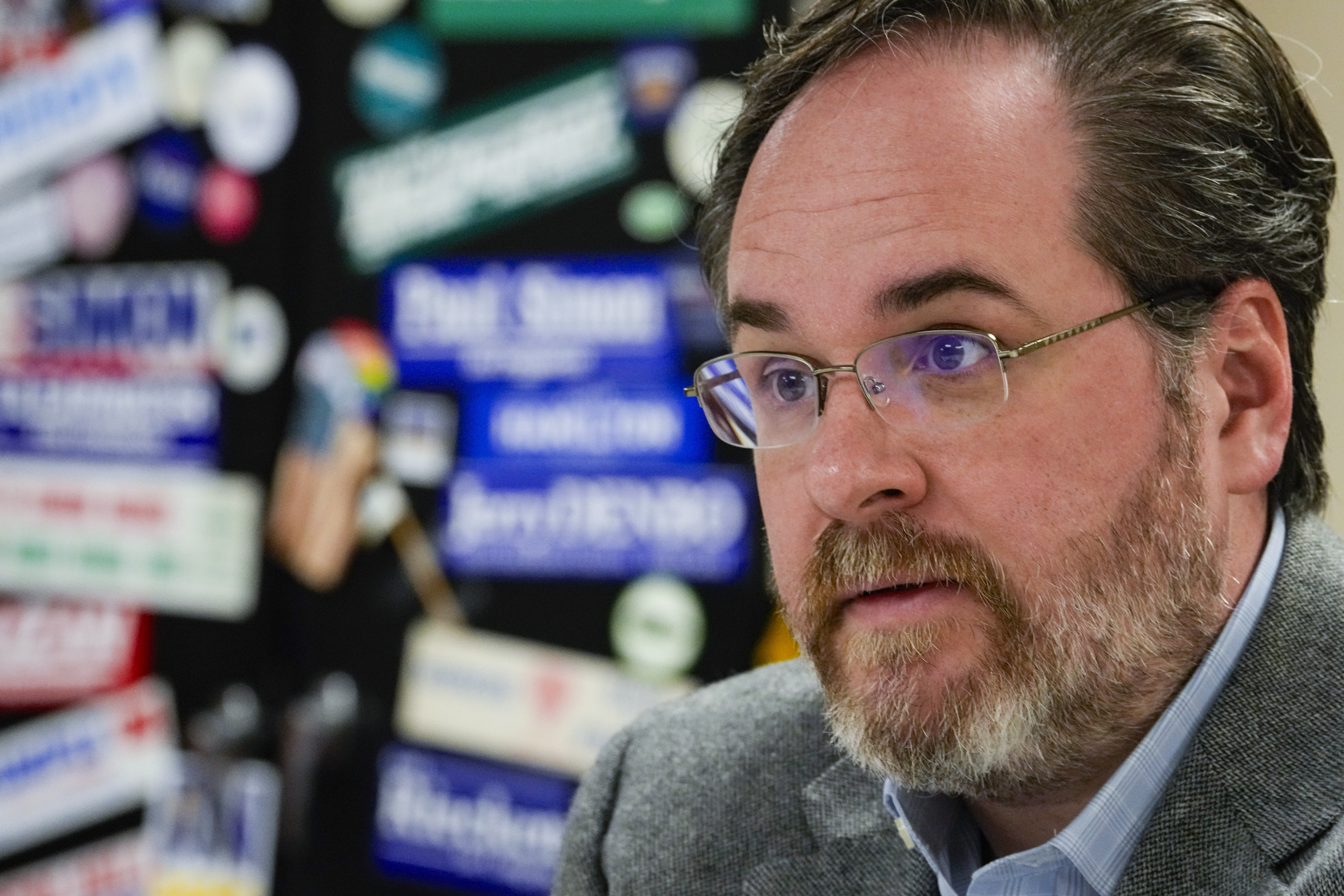 AP OK - David Henry, former elections board president and current Monroe County Democratic Chairman, discusses the turnovers in the counties election supervisor position during an interview in Bloomington, Ind., Tuesday, Feb. 13, 2024