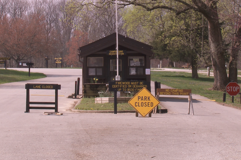A photo of Brown County State Park closed. 