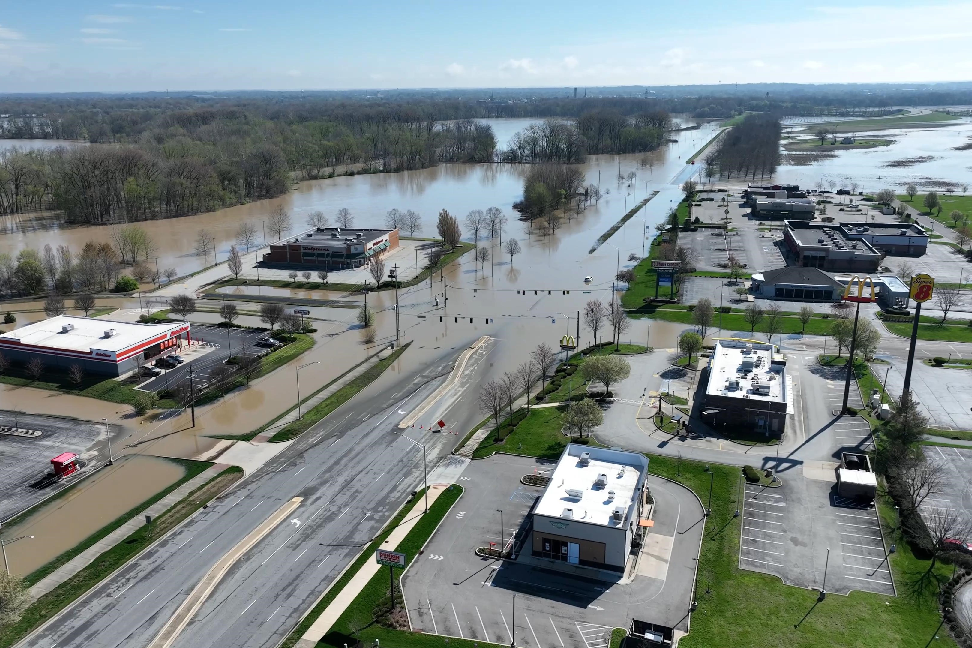 Columbus drone footage of flooding April 2025