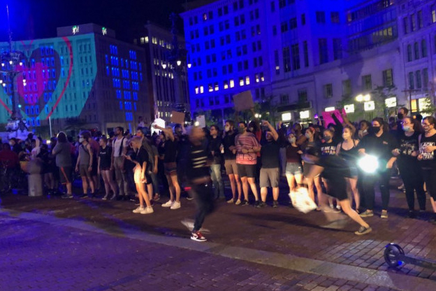 Protestors Monument Circle