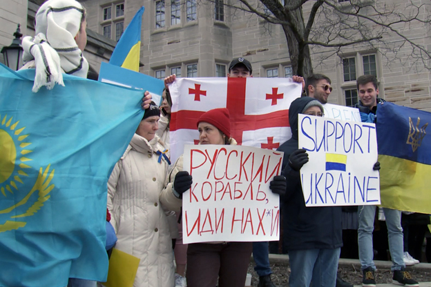 IU students protest Russia's attacks on the Ukrainian people