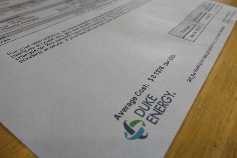 A photo of a Duke Energy electric bill.