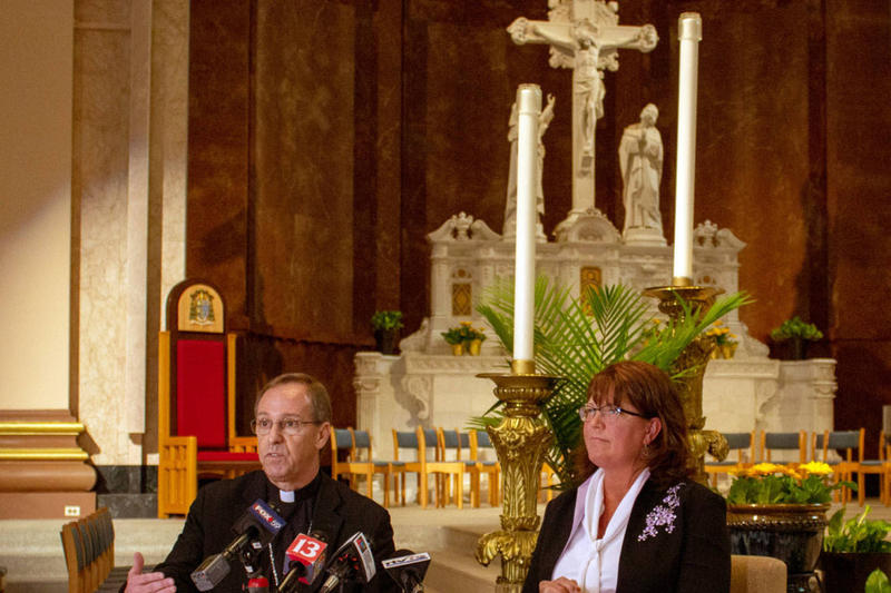 Archbishop Charles Thompson and Superintendent of Catholic Schools Gina Fleming