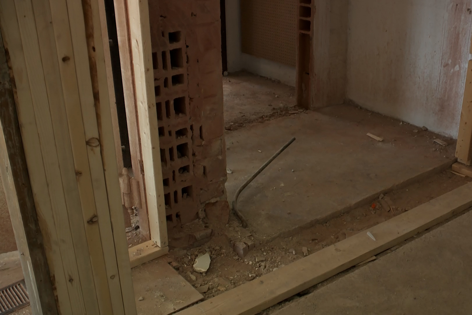 New framing inside what will be a reception area in the John Waldron Arts Center