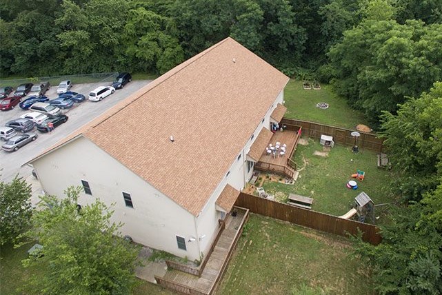 An aerial photo of Wheeler Mission's Center for Women & Children in Bloomington.