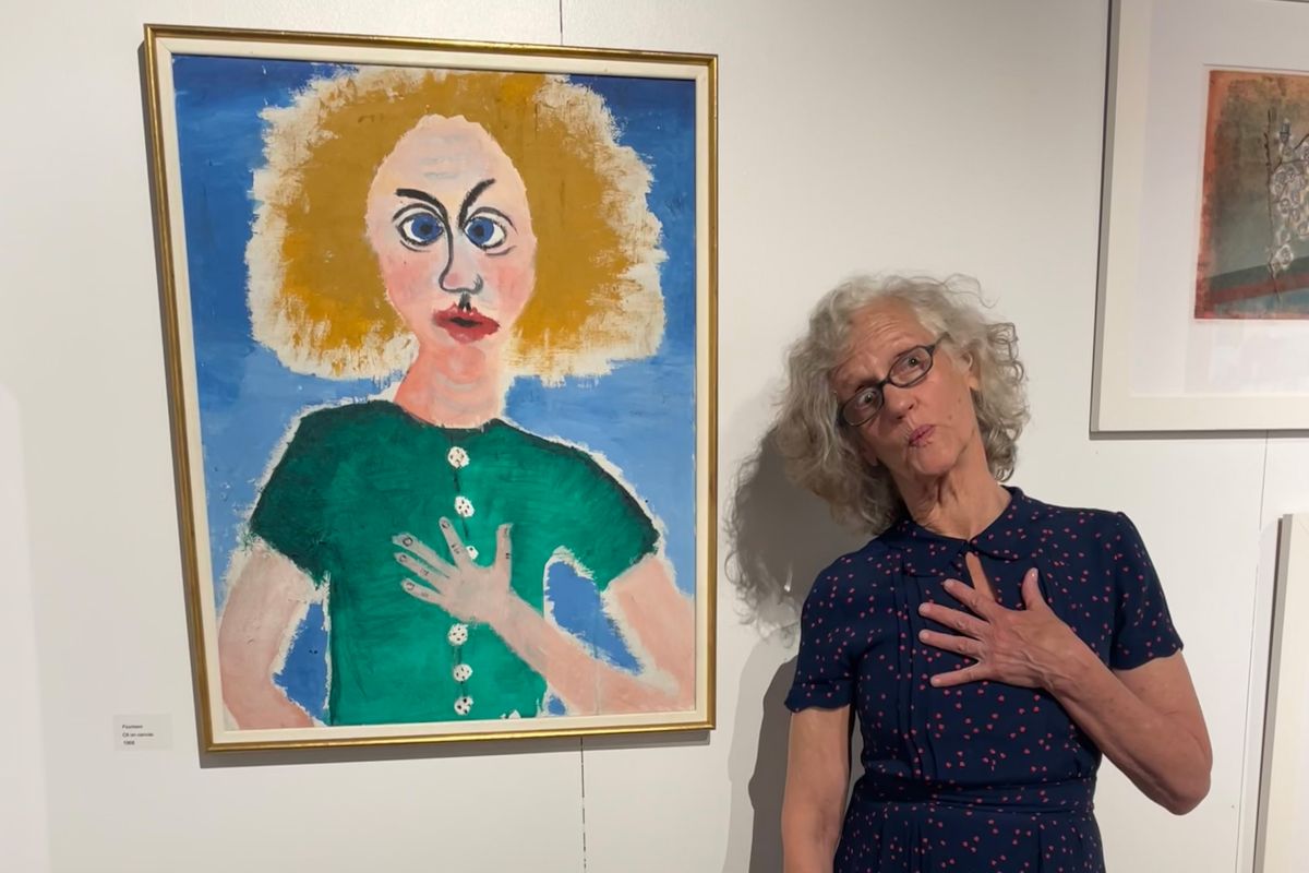 Nanette Vonnegut with self portrait painted at 14