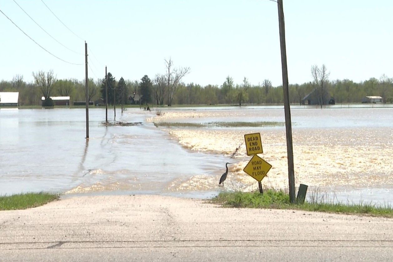 A flooded road in Jackson County Tuesday. 