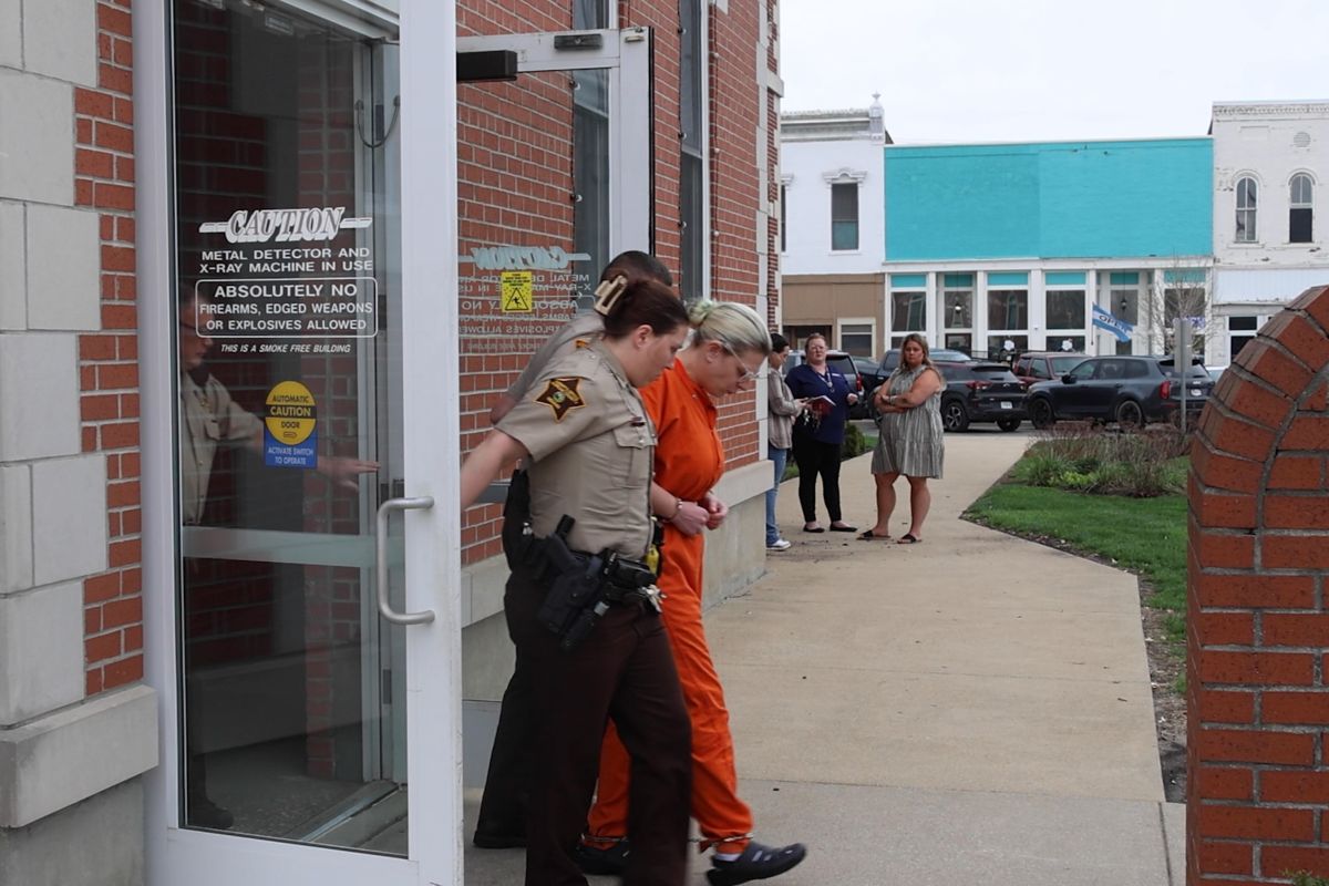 Brittany Fortinberry leaving the Morgan County Courthouse.