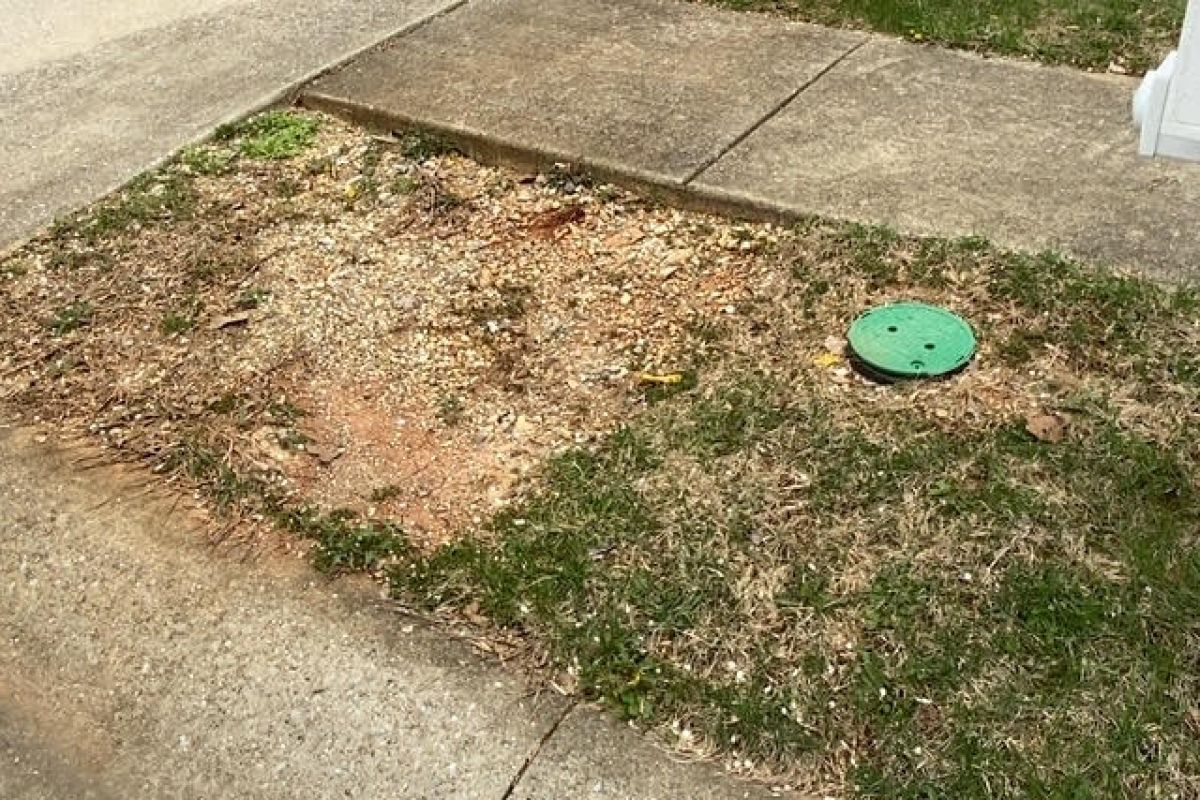 Damaged property leftover from Trueline's fiber network installation.