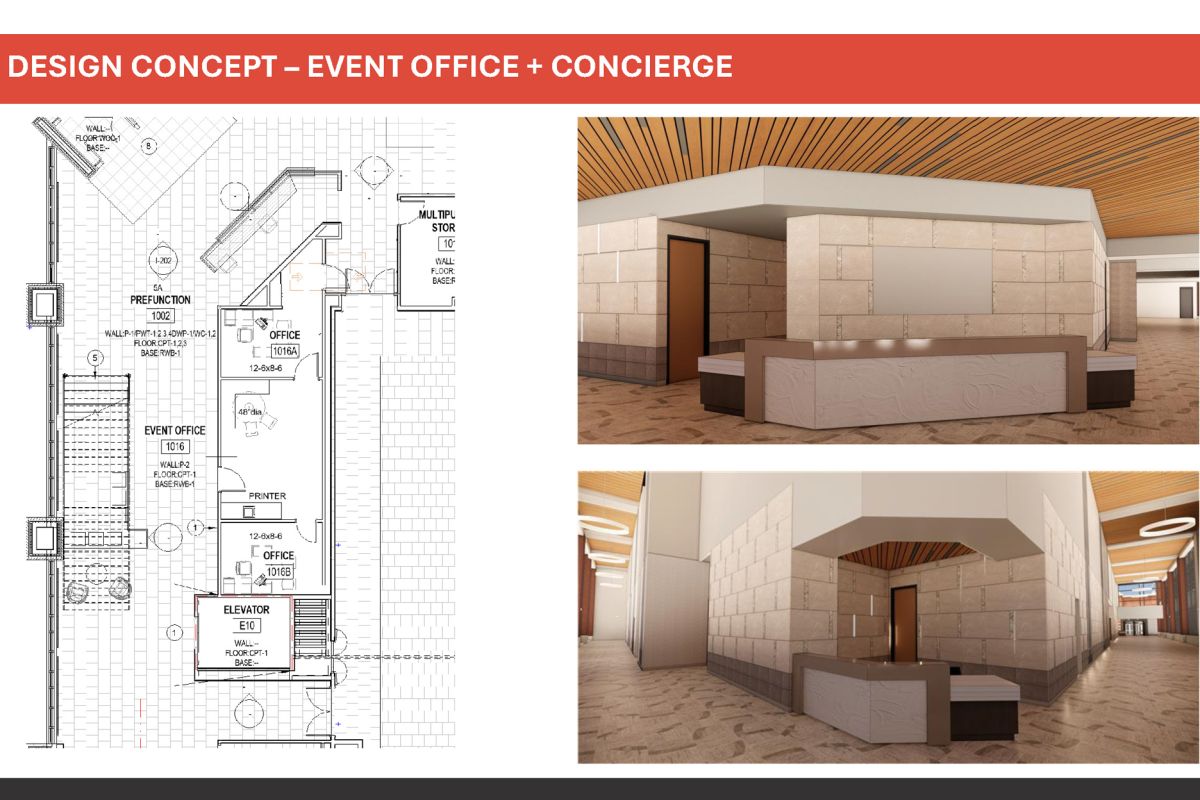 Convention center front desk design render