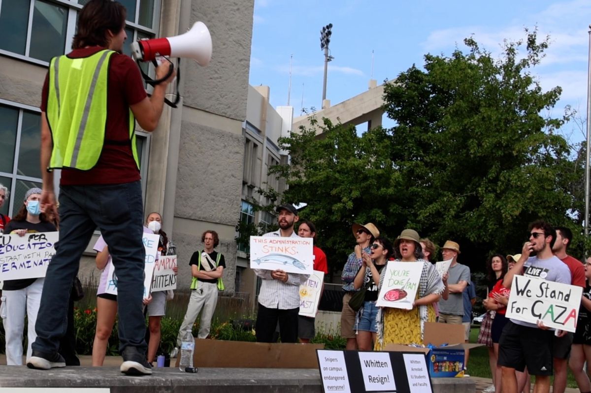Protesters at trustee meeting