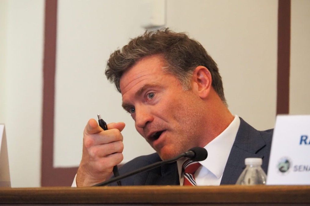 Sen. Chris Garten, R-Charlestown, critiques the Indiana Gaming Commission at a State Budget Committee meeting on Thursday, Dec. 19, 2023