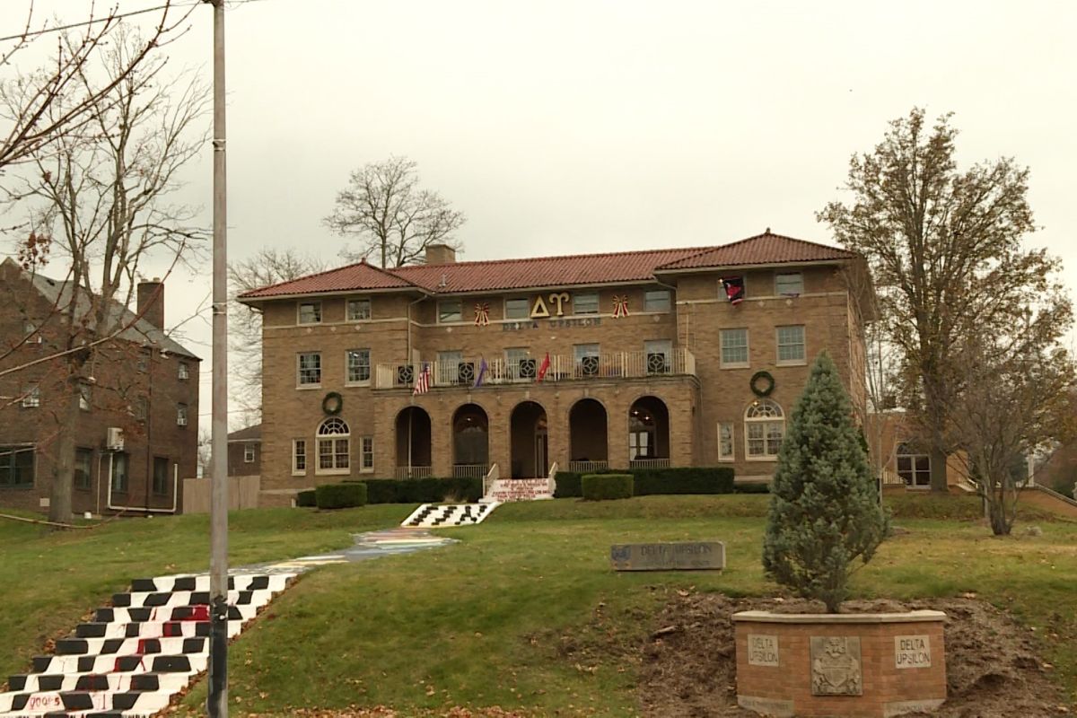 Delta Upsilon fraternity house on Indiana University campus, taken Dec. 5, 2023.