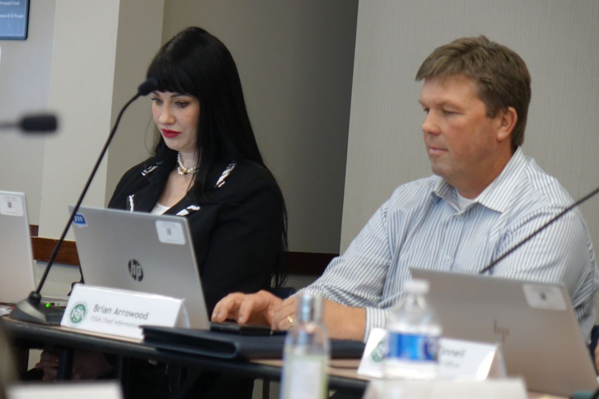 Nonis Spinner, director of eligibility and membership at the Indiana Office of Medicaid Policy and Planning (left) and Brian Arrowood, chief communications officer at the Family and Social Security Administration