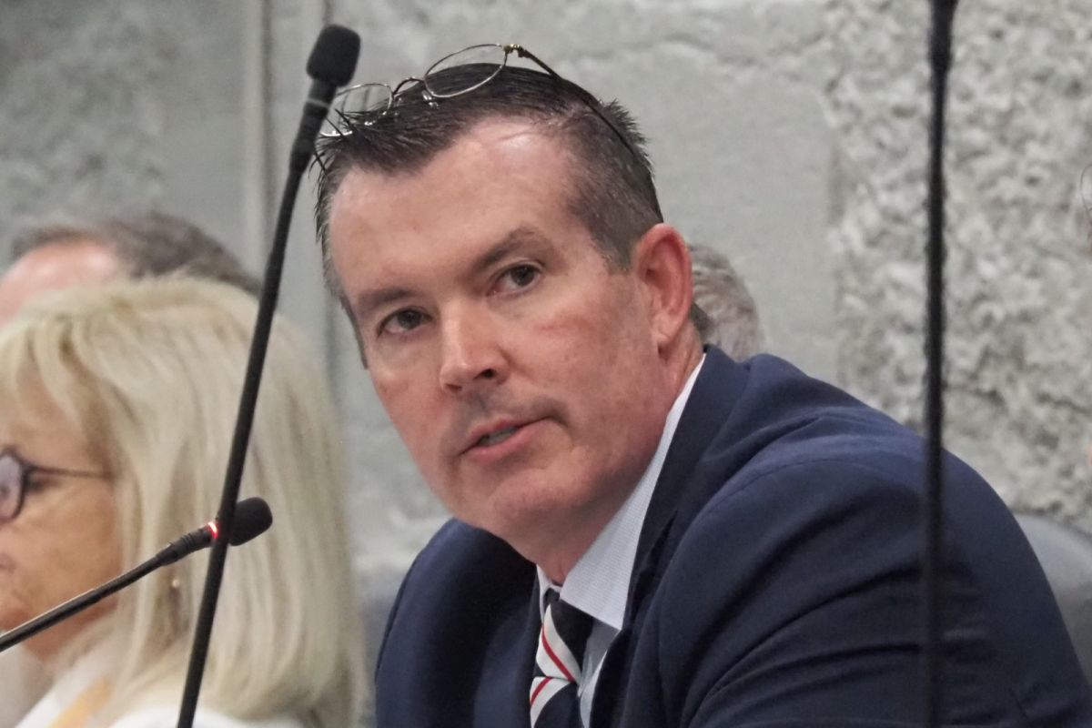 Sen. Aaron Freeman, R-Indianapolis, leads a committee meeting on Tuesday, March 25, 2025.