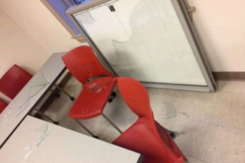 A photo of the room taken immediately after the incident.