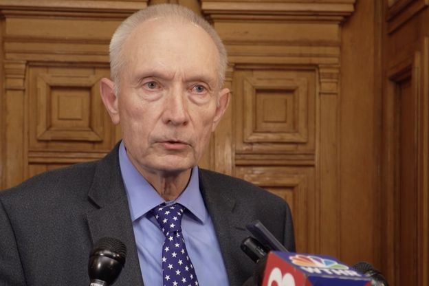 Rep. Jeff Thompson (R-Lizton) speaks with reporters on Friday, Feb. 17, 2023 after unveiling the House GOP budget proposal he led, his first as chair of the House Ways and Means Committee.