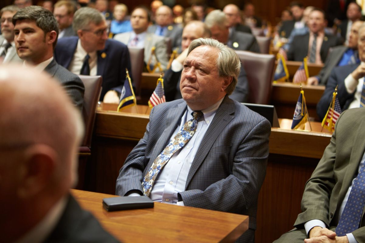 Rep. Jerry Torr, R-Carmel, listens to the State of the State Address in January 2023.