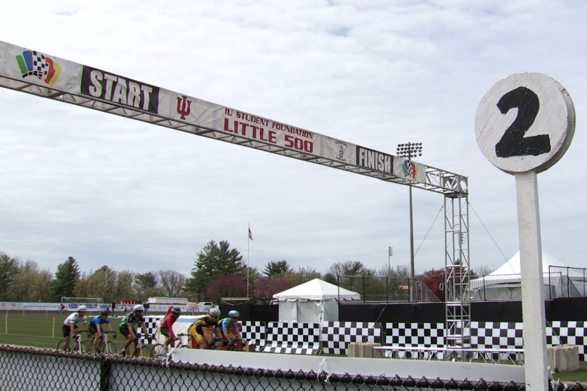 Cyclists practice for the Little 500 bicycle race.