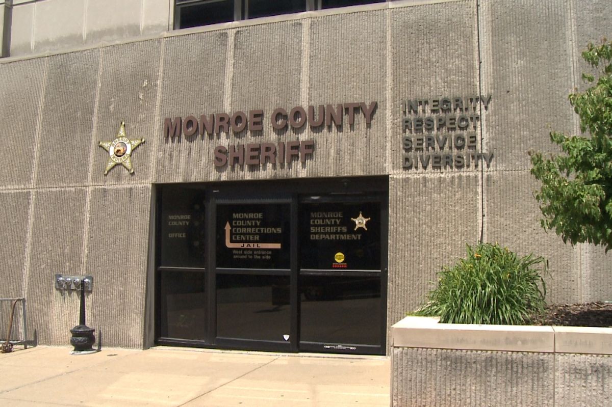 Exterior of the Monroe County Sheriff's Department building, summer.