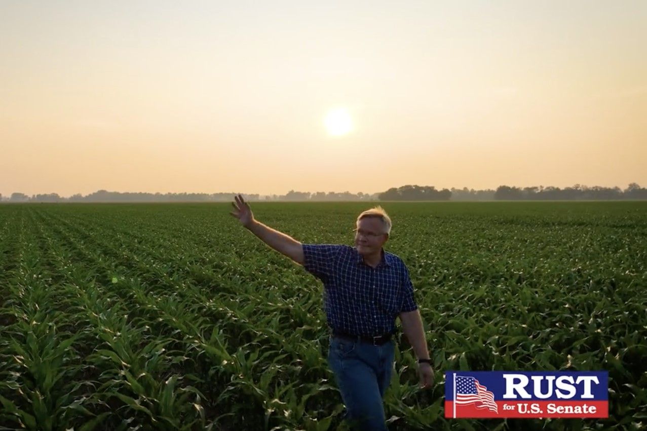 Screenshot from campaign video for U.S. Republican Senate candidate John Rust