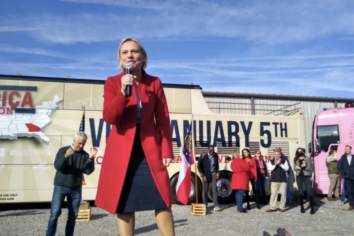 Victoria Spartz (R-Ind.) speaks at a December 2020 rally.
