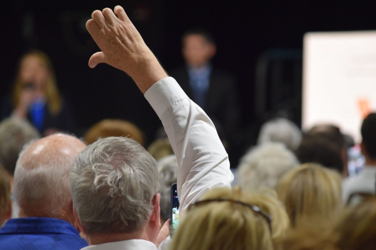 Constituents scream and boo at Republican Rep. Victoria Spartz during a heated, two-hour town hall on Friday, March 28, 2025, in Westfield.