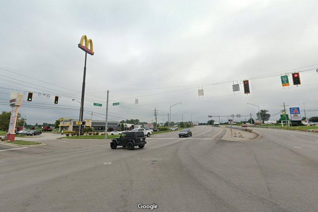 An eastbound view of the U.S. 50 and Stevens Way intersection
