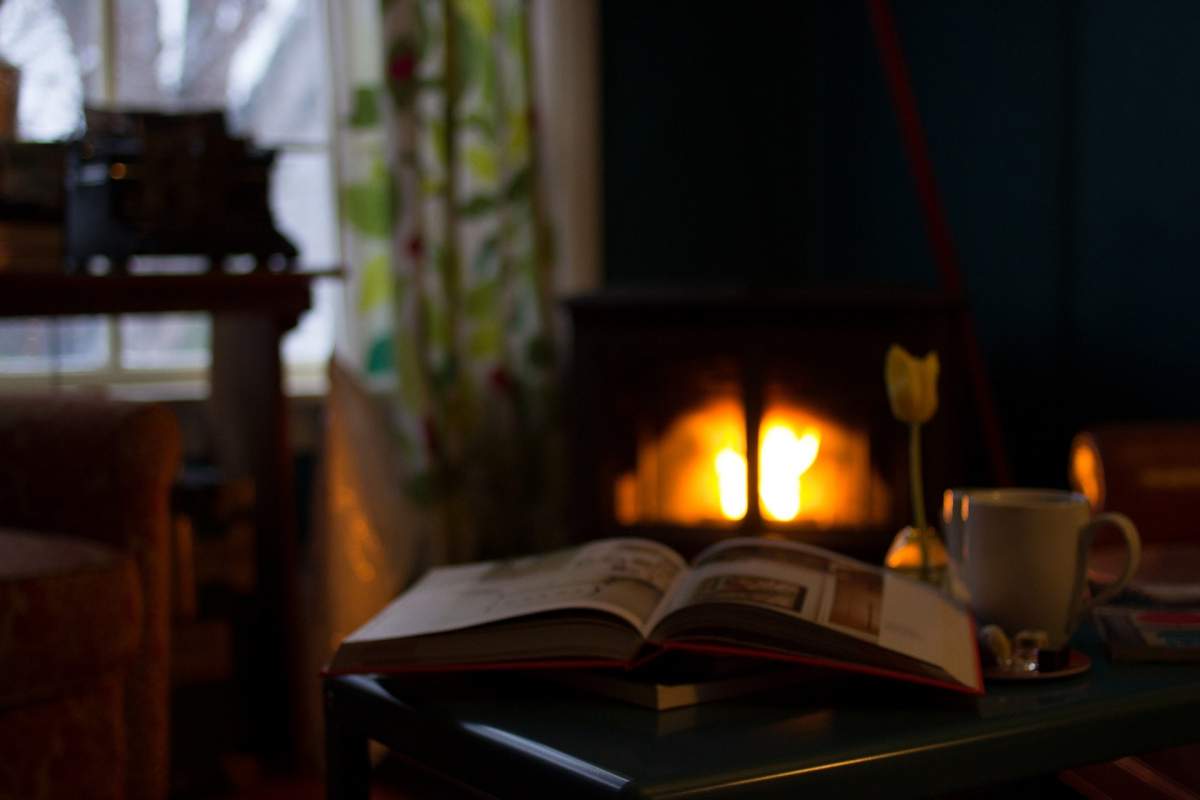 roaring fireplace