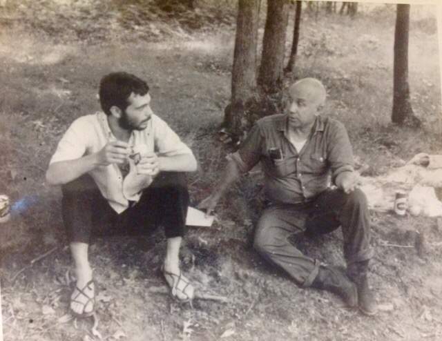 Photo of jazz musician Dick Sisto and writer Thomas Merton.