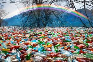 Bottles in the reservoir mountain