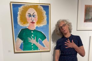 Nanette Vonnegut with self portrait painted at 14