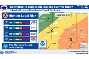 The storms will be capable of producing damaging straight line winds, large hail and isolated Tornadoes.