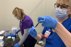 Community Health Network's nurses volunteered to staff clinics providing vaccines to the community.