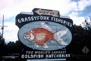 Historic Grassyfork Fisheries sign