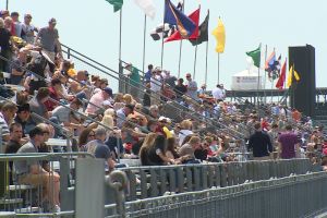 Scott Dixon celebrates winning the pole position for the Indianapolis 500 on Sunday, May 22.