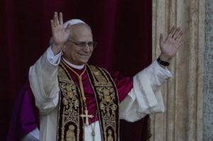 Newly elected Pope Leo XIV, left, formerly Cardinal Robert Francis Prevost